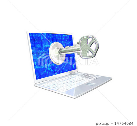 パソコンのセキュリティー インターネットの鍵のイラスト素材