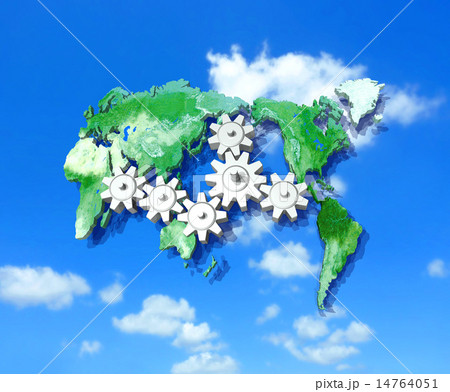 世界地図／太平洋にある歯車の連動 14764051