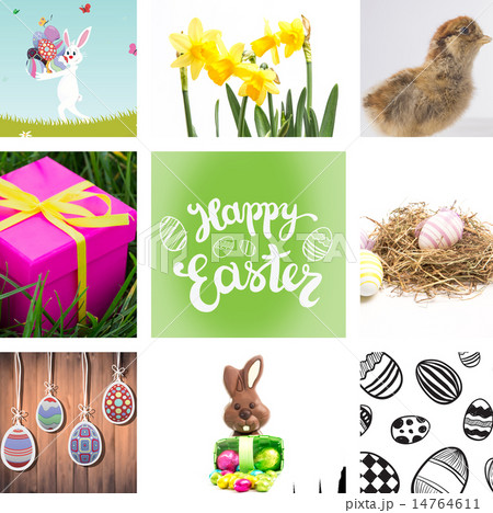 Composite image of easter bunny with eggs Composite image of easter bunny with eggs 14764611