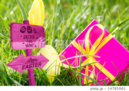 Composite image of easter egg hunt sign Composite image of easter egg hunt sign 14765061