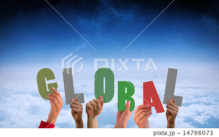 Composite image of hands showing global Composite image of hands showing global 14766073