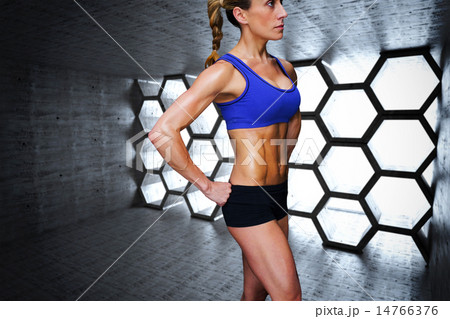 Composite image of female bodybuilder Composite image of female bodybuilder 14766376