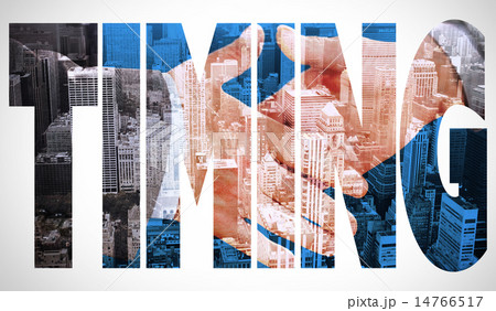 Timing against high angle view of city Timing against high angle view of city 14766517