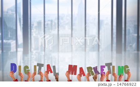 Composite image of hands showing digital marketing 14766922