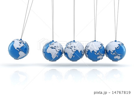 Newton's cradle with globes, 3d render Newton's cradle with globes, 3d render 14767819