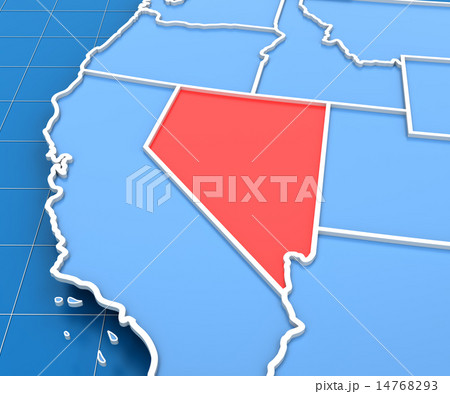 3d render of USA map with Nevada state highlighted 3d render of USA map with Nevada state highlighted 14768293