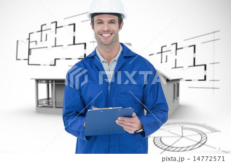 Composite image of confident supervisor writing notes Composite image of confident supervisor writing notes 14772571