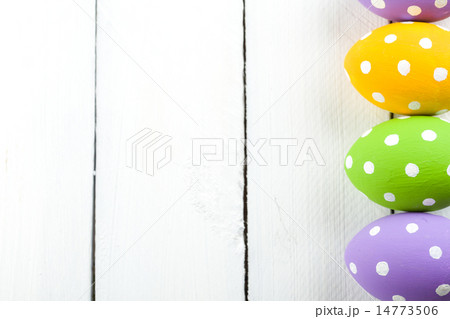 Easter eggs on wooden background 14773506