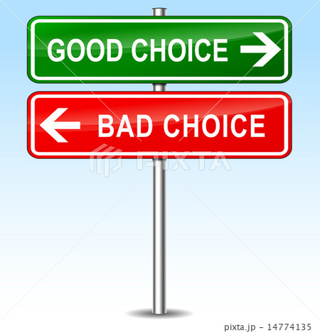 Good And Bad Choice Sign Conceptのイラスト素材