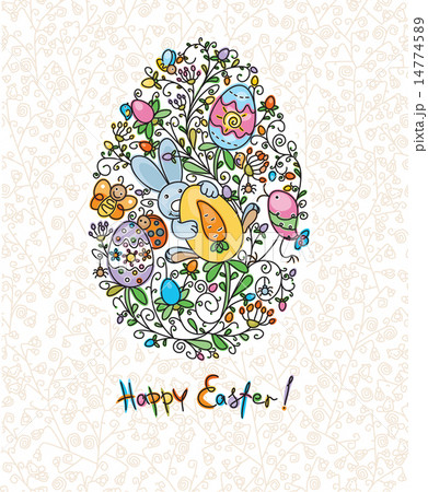 Vector Easter egg shape, Easter card. 14774589
