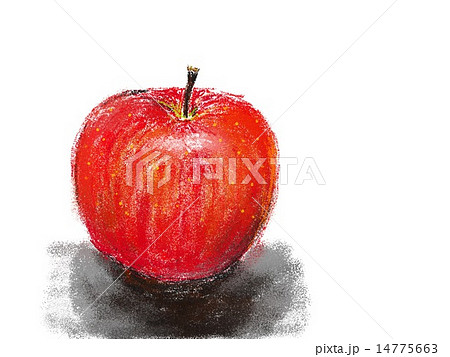 りんごのイラスト クレヨン風のイラスト素材