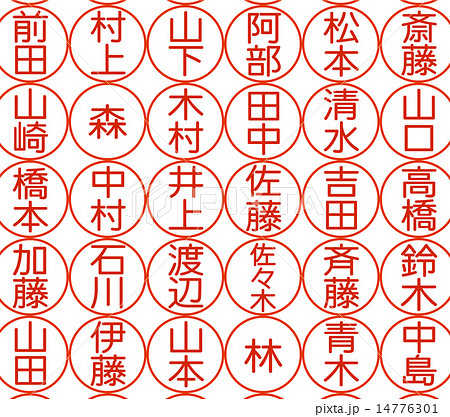 日本人に多い苗字　印鑑イメージ 14776301