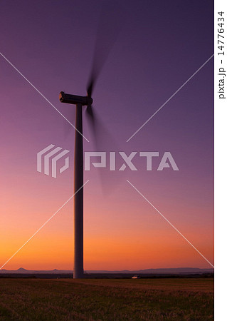 Windfarm at sunset and sky with dust from volcano Windfarm at sunset and sky with dust from volcano 14776434