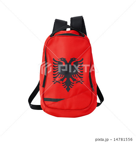 Albania flag backpack isolated on white Albania flag backpack isolated on white 14781556