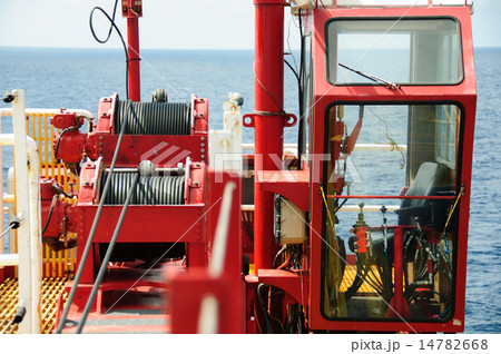Crane cabin or crane control panel on operation Crane cabin or crane control panel on operation 14782668