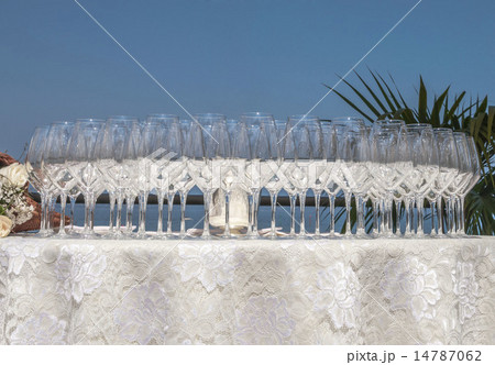 Glasses on a catering setting table 14787062