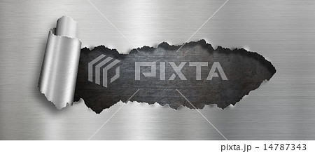 Torn metal hole background 14787343