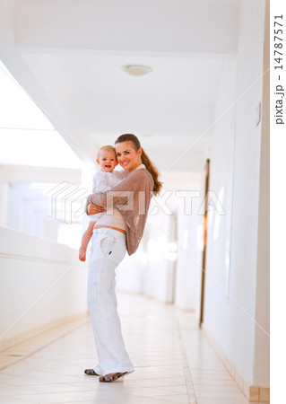 Full length portrait of happy mother and smiling baby Full length portrait of happy mother and smiling baby 14787571
