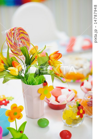 Closeup on table decorated for celebration 14787948