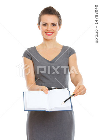 Secretary showing something in notepad Secretary showing something in notepad 14788040