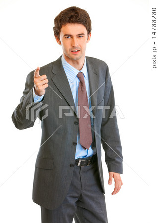 Strict modern businessman shaking his finger. 14788280