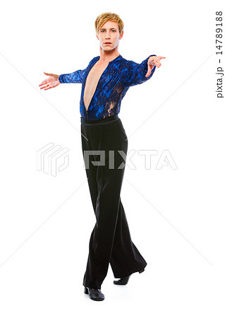 Handsome latino dancer in action isolated on white 14789188