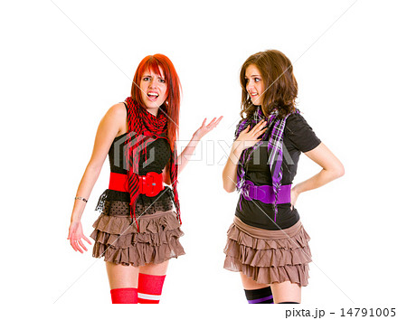 Amazed girl looking on her emotional girlfriend. 14791005