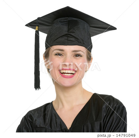 Portrait of smiling graduation student woman isolated Portrait of smiling graduation student woman isolated 14791049