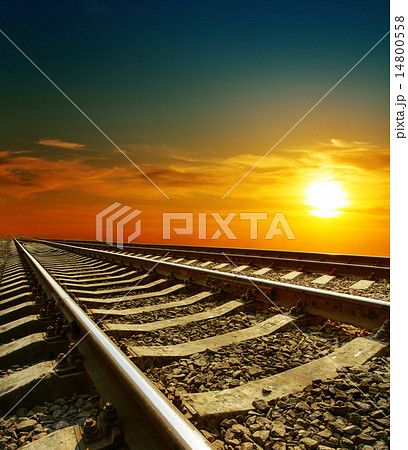sunset over railroad sunset over railroad 14800558