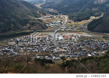 竹田城から見た朝来市和田山町竹田地区の写真素材 竹田城から見た朝来市和田山町竹田地区の写真素材