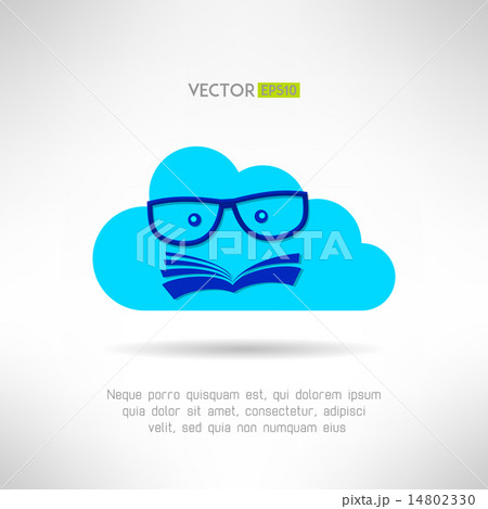 Cloud library sign with book face inside. Vector illustration 14802330