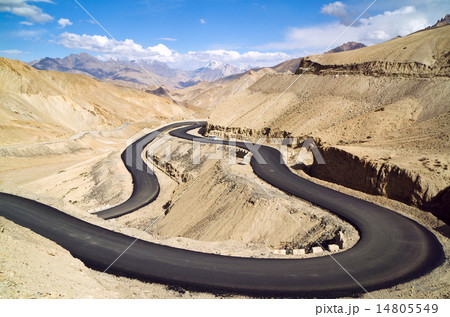 The new winding road in the Himalayas mountains 14805549