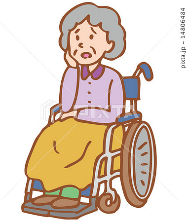 車椅子のおばあさんのイラスト素材
