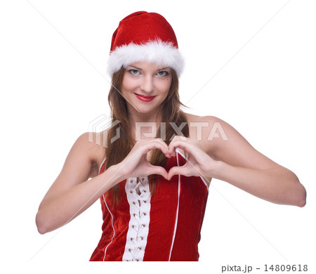 Emotional girl in santa clause dress 14809618