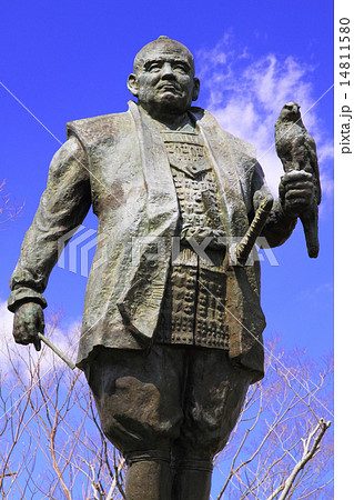 3月静岡 駿府城本丸跡にある徳川家康像 14811580