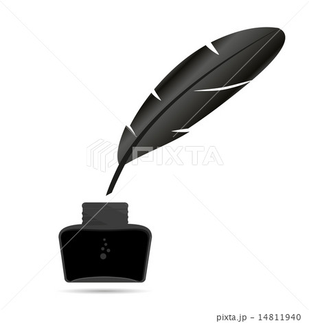 inkwell with black ink and black quill eps10 14811940