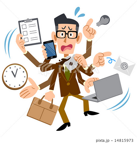 メガネをかけた茶色のジャケットの忙しすぎる男性 14815973