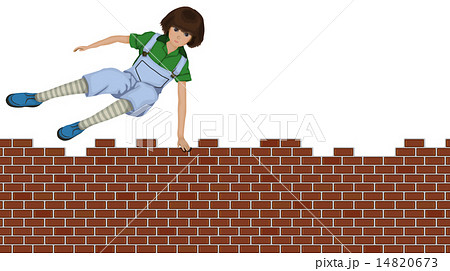 レンガを飛び越える女性のイラスト素材