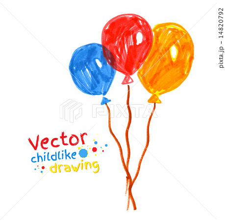 Felt pen childlike drawing of balloons.  14820792