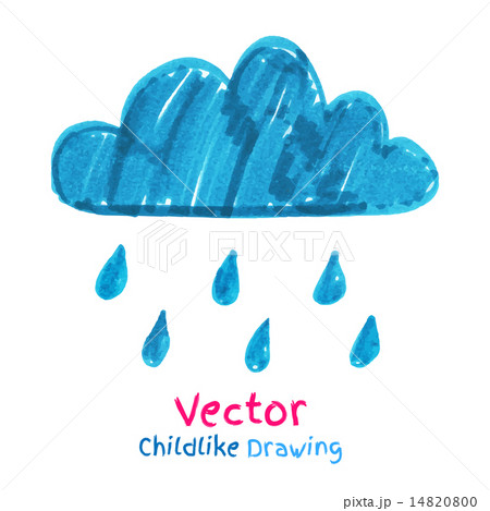 Childlike drawing of rainy cloud.  14820800