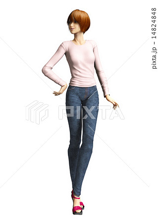 Perming モデル体型の女性 正面のイラスト素材