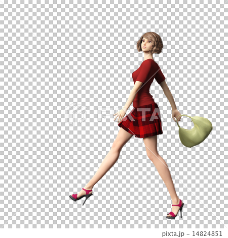 perming 大股で歩くモデル体型の女性　 14824851