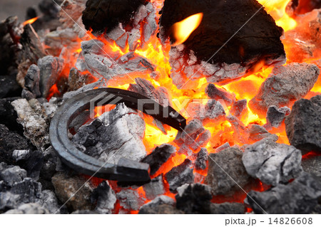 Horseshoe in the coals and flames 14826608