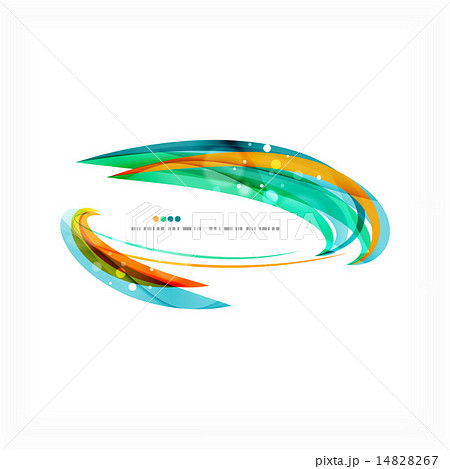 Blue, orange, red swirl wave lines. Light design 14828267