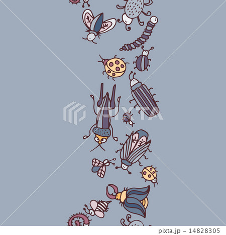 Cute cartoon insect border pattern. Summer concept 14828305