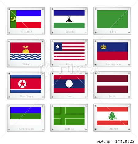 A Group of National Flags on Metal Texture Plates 14828925