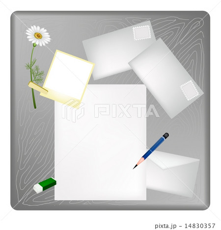 Pencil and Picture Frame on A Blank Page Envelope 14830357