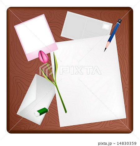 Pencil and Picture Frame on A Blank Page Letter Pencil and Picture Frame on A Blank Page Letter 14830359