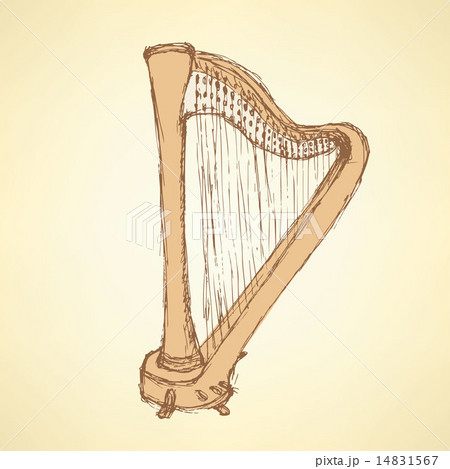 Sketch Harp Musical Instrumentのイラスト素材