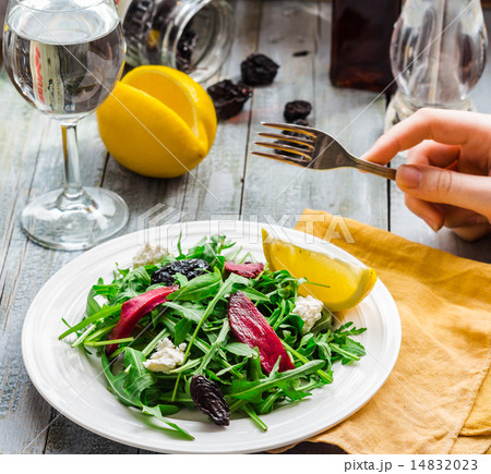 green salad of arugula with beets, goat cheese green salad of arugula with beets, goat cheese 14832023